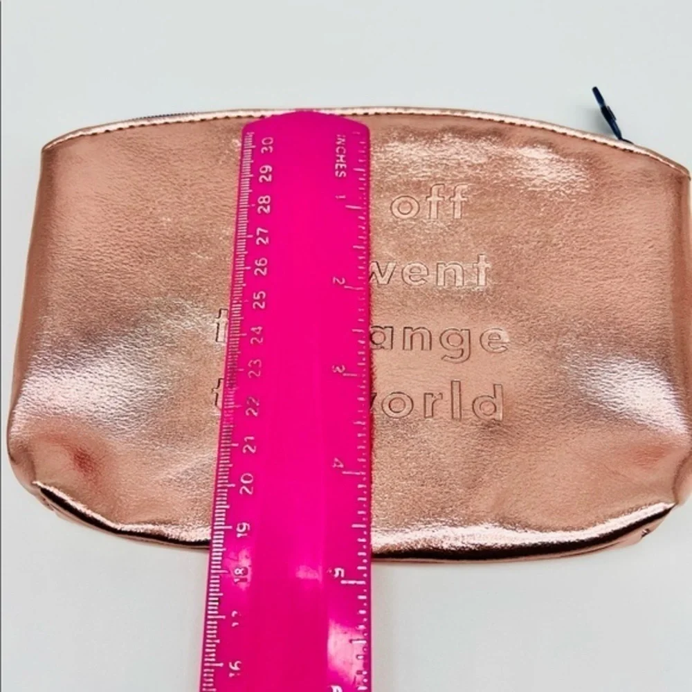 Rose gold makeup bag “And off She Went To Change The World”